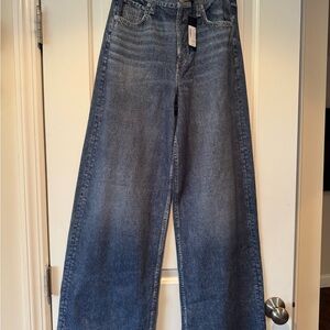 Rag & Bone Dark Blue Miramar Sophie high waisted cotton terry sweat pant jeans.